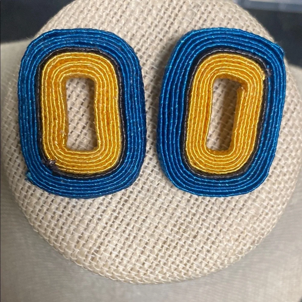90s Blue and Yellow Statement Earrings